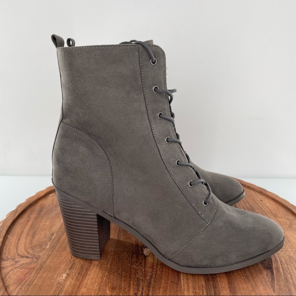Justfab Kari Lace-Up Bootie charcoal size 12